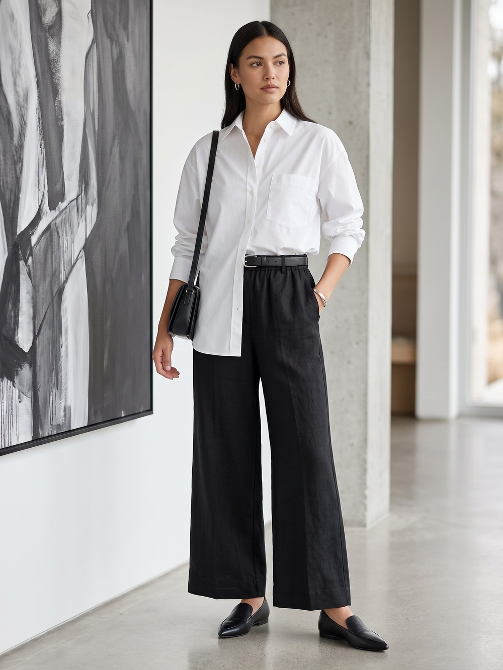 NWT Banana Republic Black Linen Wide Leg Pants Quiet Luxury